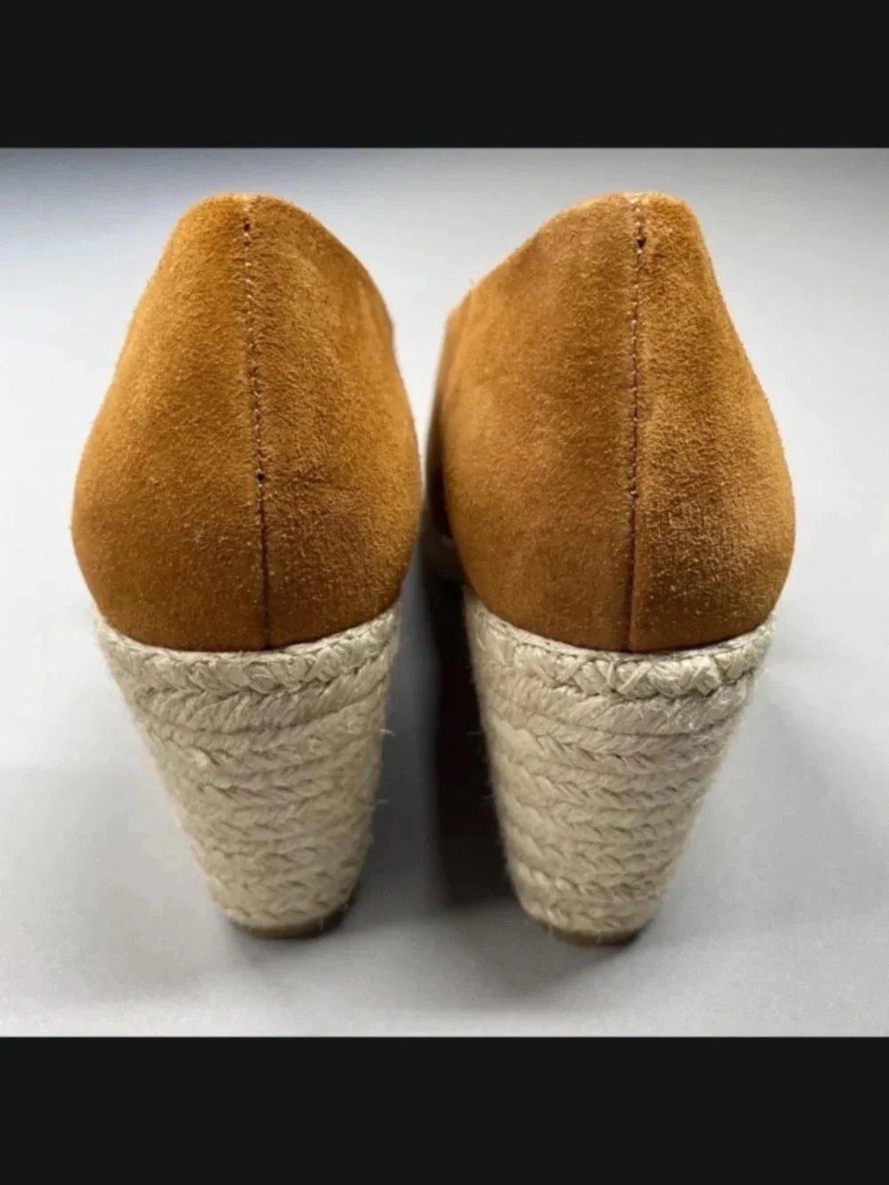NEW Vince Wedge Heels Womens 10 brown suede leather jute Sonora designer